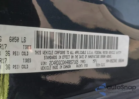 2017 Dodge Grand Caravan Sxt from USA, damaged, VIN 2C4RDGCGXHR857165